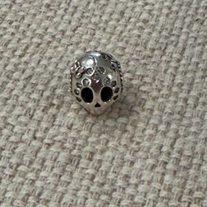 Authentic Pandora sterling silver sparkling skull charm
